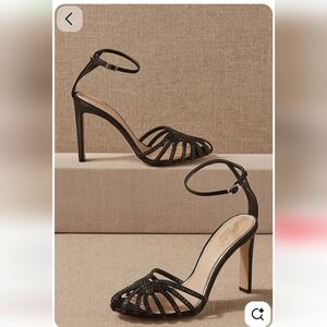 Jewel Badgley Mischka Black Strappy Caged Heels Size 8